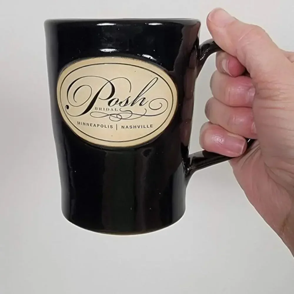 Deneen Pottery Posh Bridal Mug 2016 Brown Cream Hand Thrown USA Coffee Cup